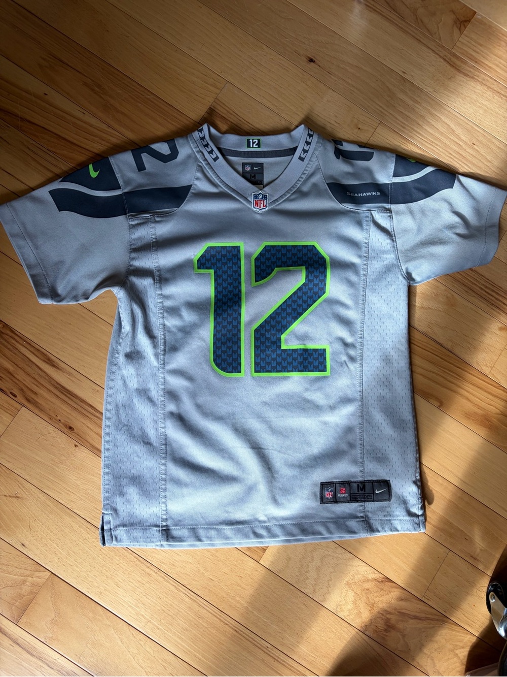 NFL Kids Jersey Seattle Seahawks Gray with Blue and Neon Green #12